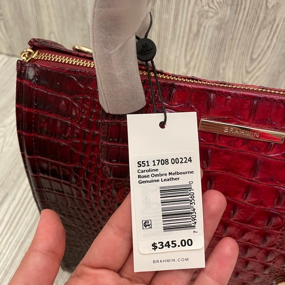 BRAHMIN Caroline Rose Ombre Melbourne Satchel Embossed Leather Handbag - Picture 8 of 10